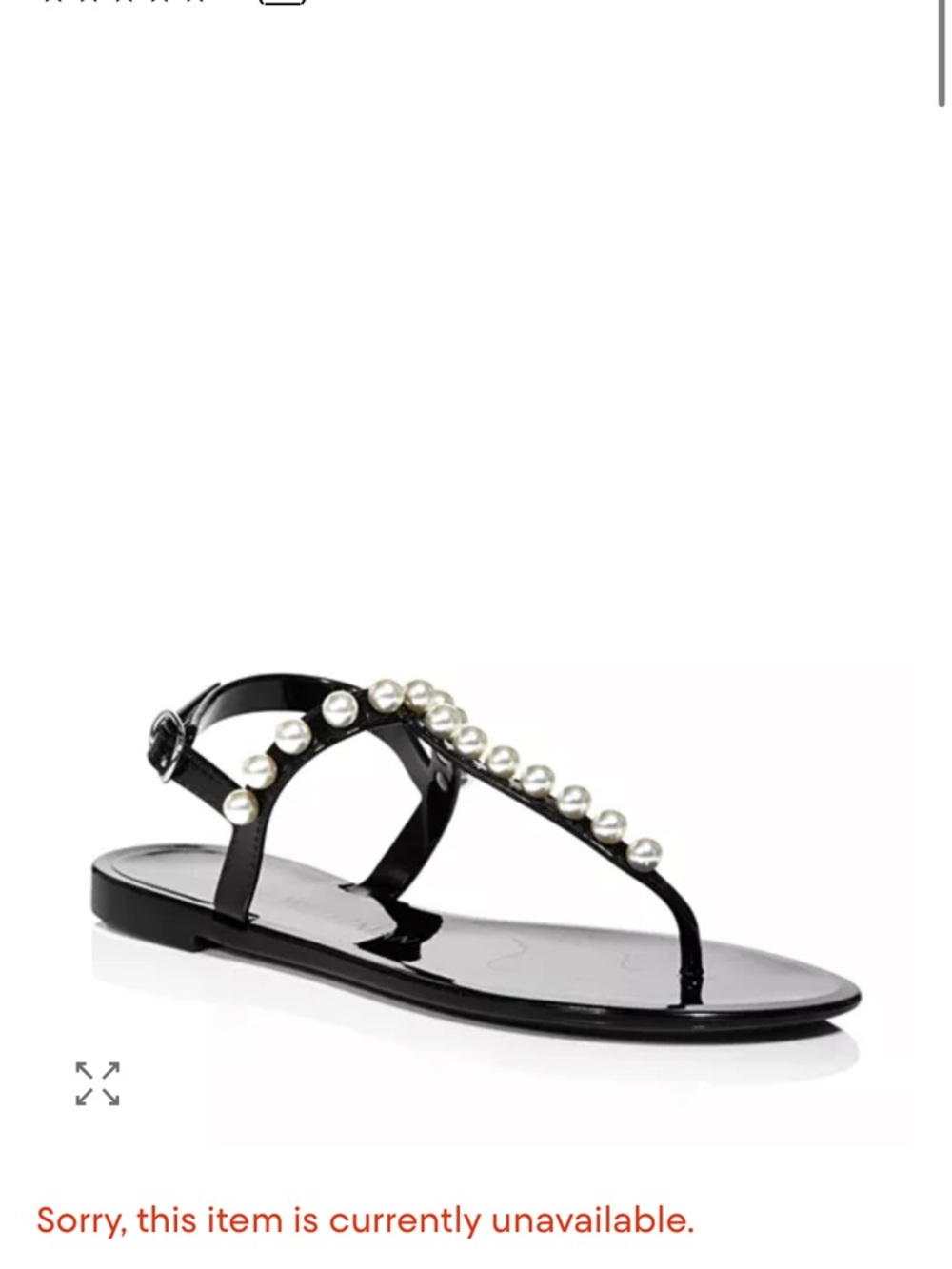 Stuart Weitzman Black Pearl-Embellished T-Strap Sandal